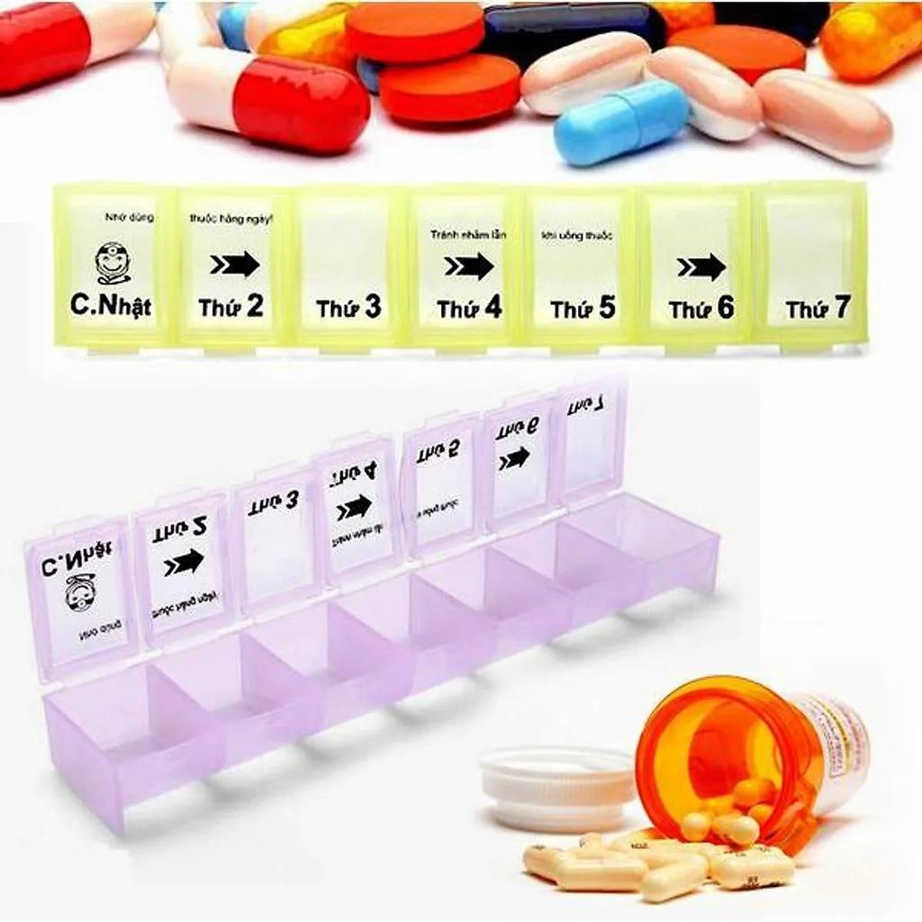 Hộp Nhựa Chia Thuốc Chia 7 Ngày Nhiều Màu, Hộp Đựng Thuốc Cá Nhân Tiện Dụng Khi Mang Đi Du Lịch, Đi Làm - Kingler 7124