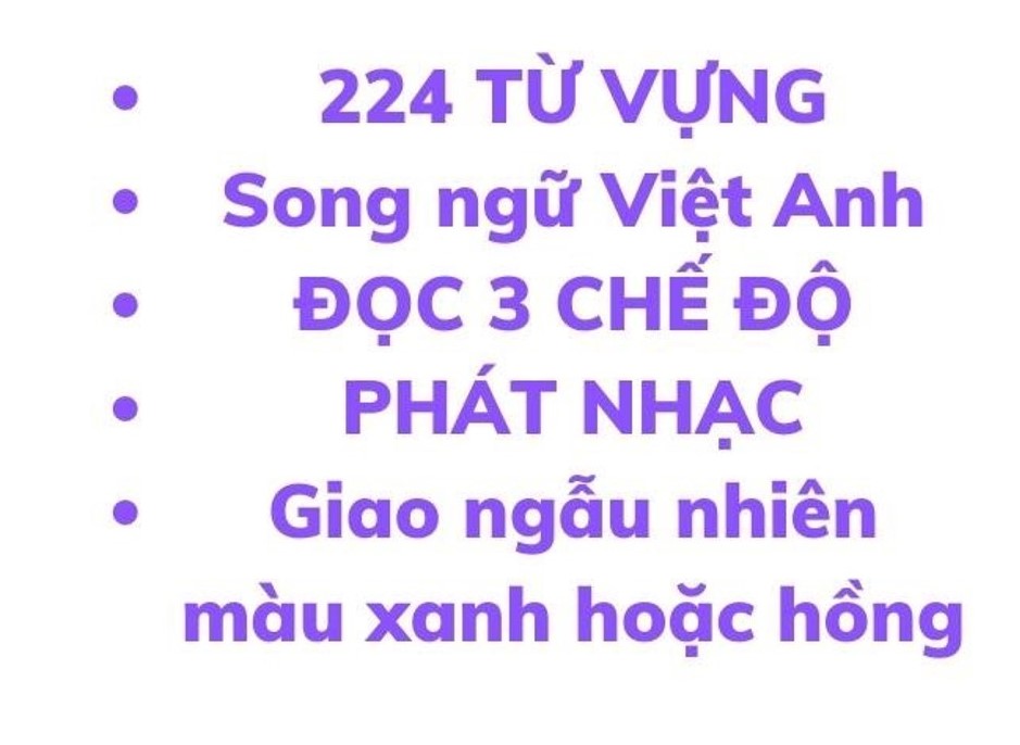 Máy đọc thẻ song ngữ Anh Việt 224 từ vựng 112 thẻ đọc flashcard