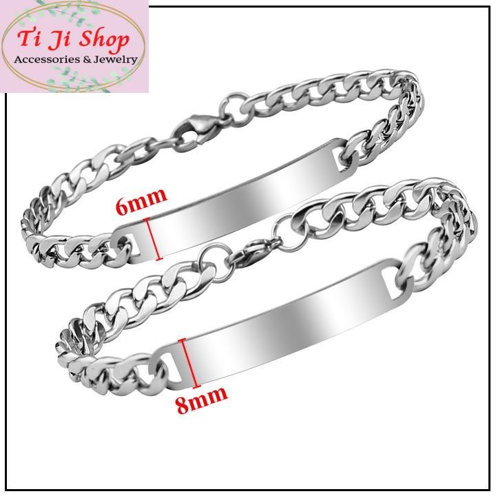 Lắc tay inox bảng trơn đẹp không đen dành cho nam và nữ