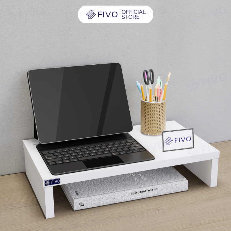 Kệ Máy Tính Gỗ Để Bàn FIVO FB25 Gỗ Dày Chống Ẩm, Gọn Gàng Góc Làm Việc, Nâng Chiều Cao Màn Hình, Bảo Vệ Đốt Sống Cổ