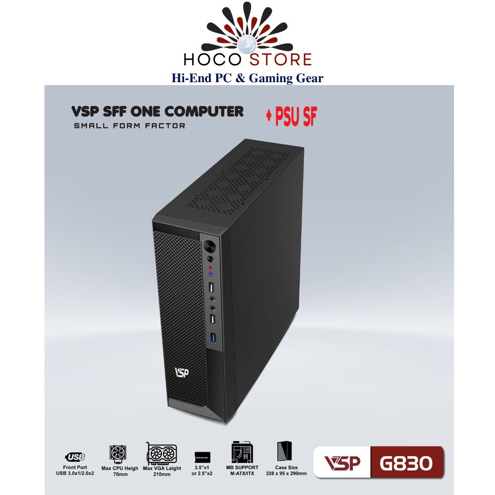 Bộ CASE MÁY TÍNH VSP SFF + NGUỒN - G830 - Hàng Chính Hãng