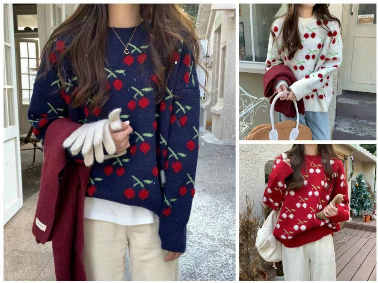 ÁO LEN BIG SIZE FORM RỘNG CHERRY NOEL GIÁNG SINH