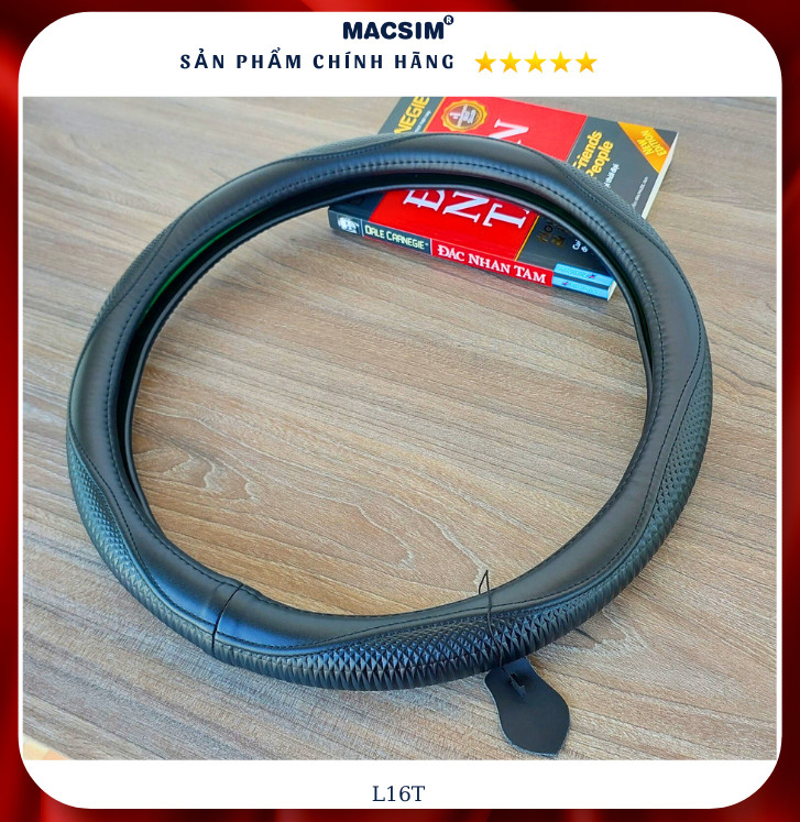 Bọc vô lăng cao cấp Macsim mã L16T mới chất liệu da thật - Khâu tay 100% size M phù hợp các loại xe