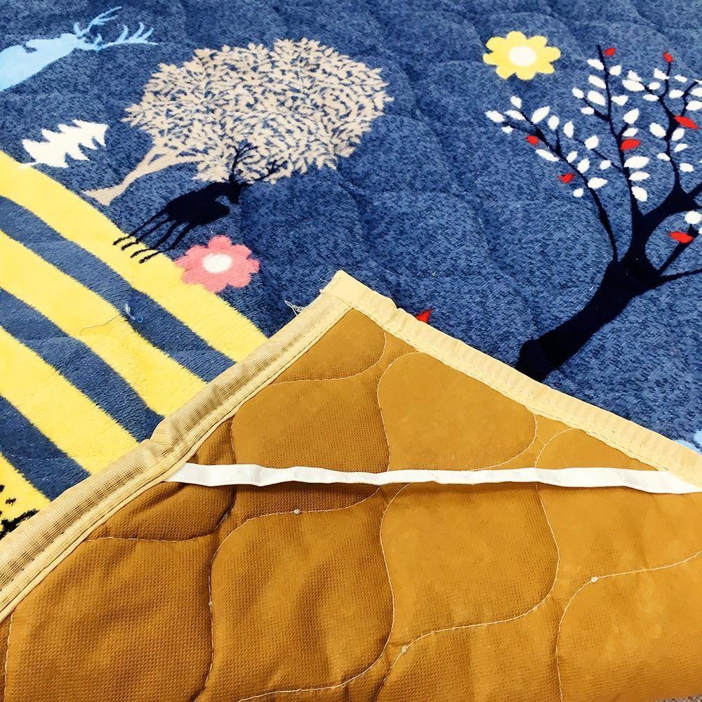 Thảm nỉ lông cừu trải giường, trải sàn cao cấp 3 lớp- Mẫu NAI XANH