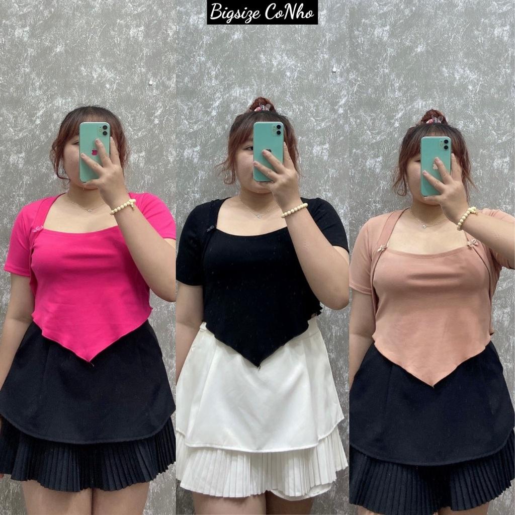 Áo thun tay ngắn cổ vuông bầu tà nhọndáng croptop bigsize hottrend, Áo phông chất borip co giãn A52