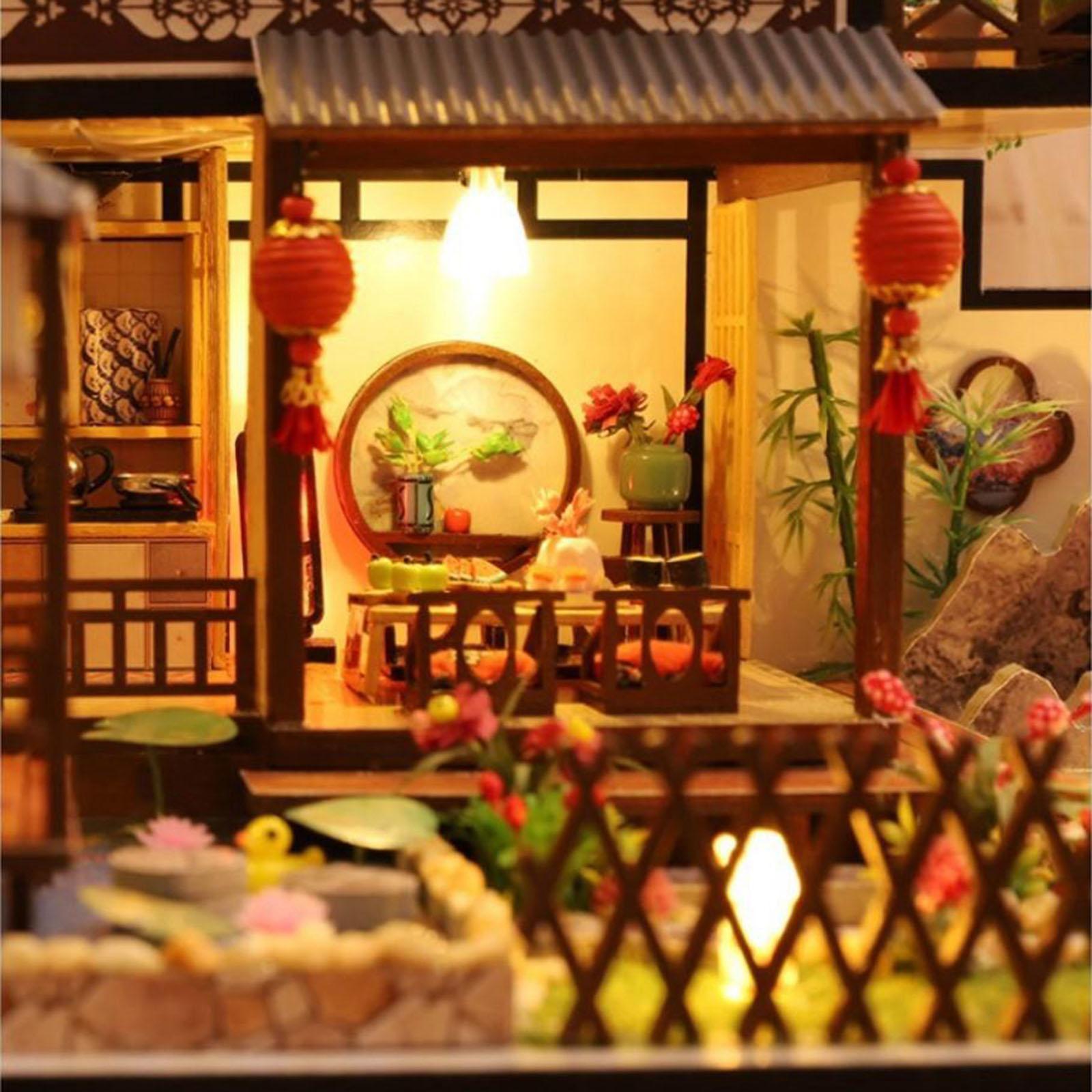 DIY Wooden Dolls House Handcraft Miniature Kit with Furniture,