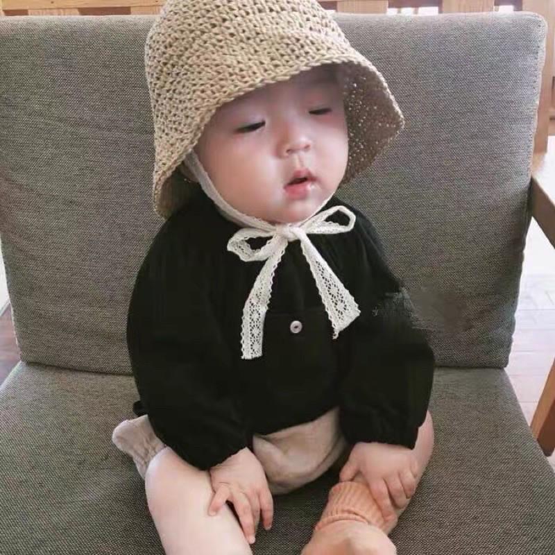 Mũ cói phong cách Hàn Quốc siêu xinh cho bé