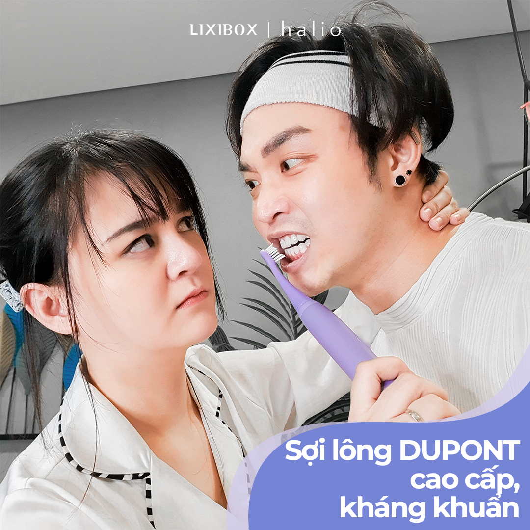 Combo Bàn chải điện Sonic Whitening Toothbrush Và Máy Tăm Nước Cầm Tay Halio UltraClean Oral Irrigator - Periwinkle