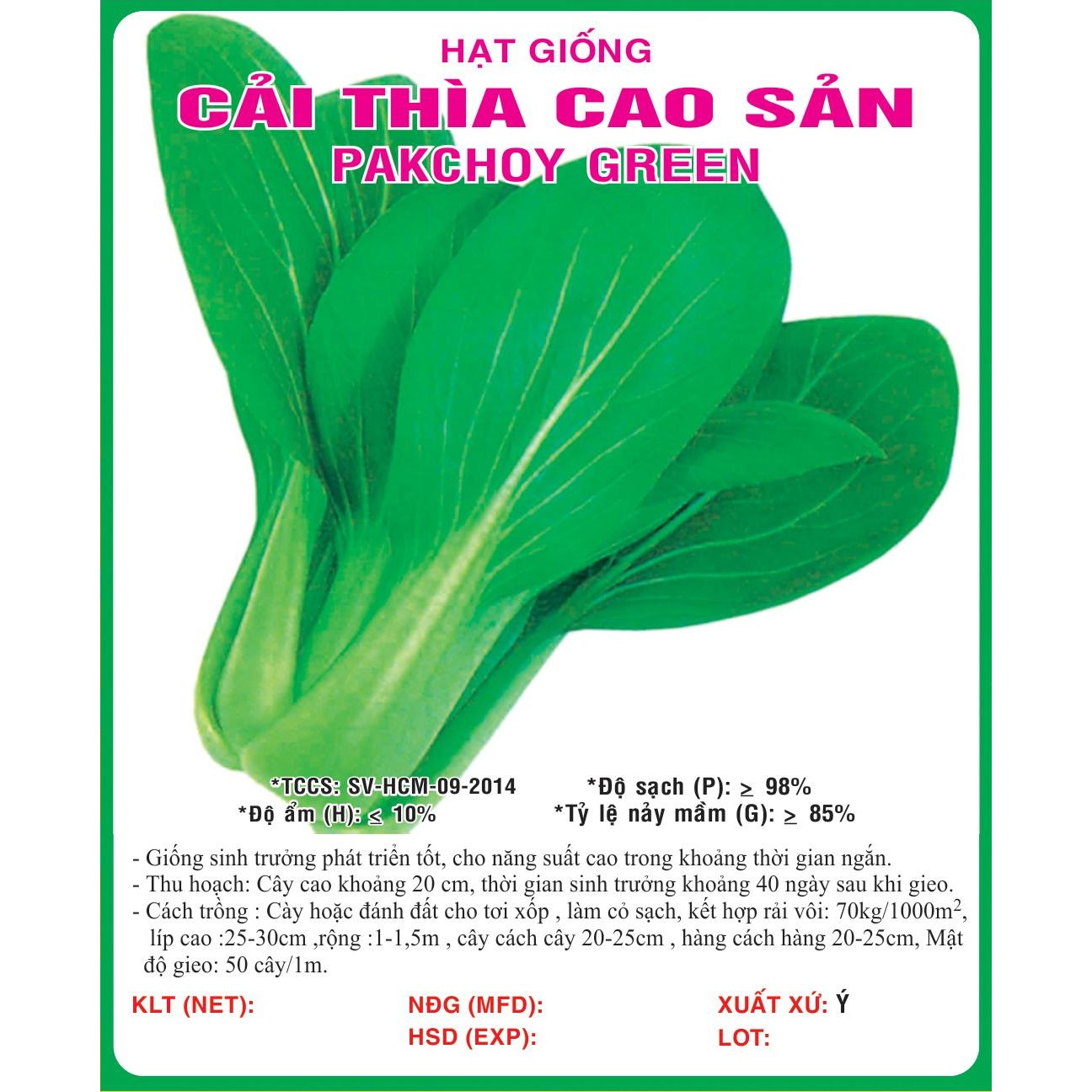 Hạt giống cải chíp -  cải thìa cao sản gói 20g VTP20