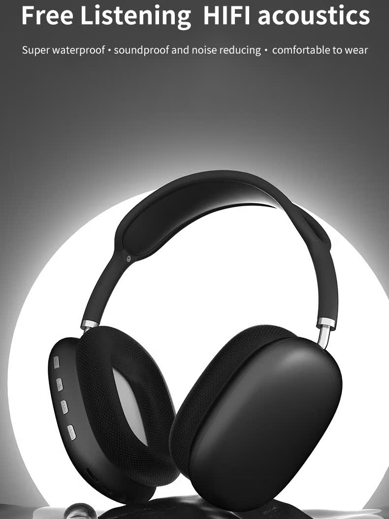 Tai nghe chụp tai Bluetooth không dây Bass siêu mạnh có micro có khe cắm thẻ TF khử tiếng ồn - Hàng chính hãng