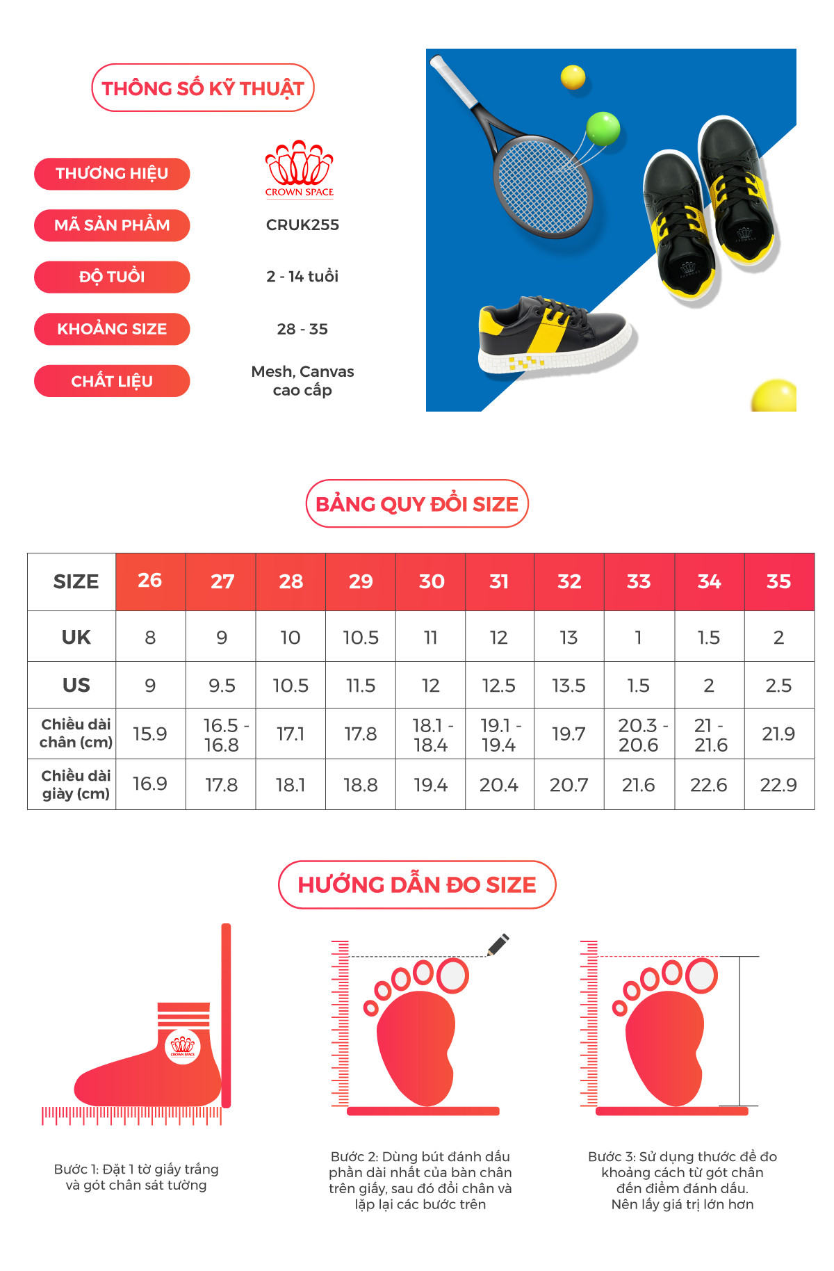 Giày Thể Thao Sneaker Bé Trai Bé Gái Đi Học Cổ Thấp Crown Space UK Active Trẻ em Cao Cấp CRUK255 Siêu Nhẹ Êm Size 28-36/4-14 Tuổi