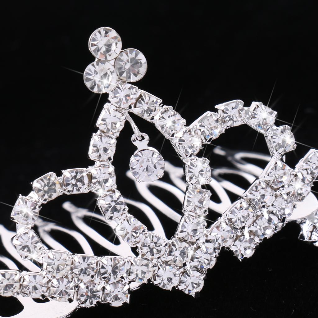 Princess Crown Tiara Crystal Hair Comb Wedding Bride Girls Hair Accessory #1