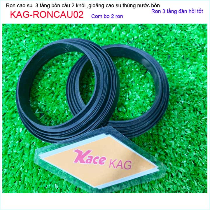 Combo 2 Ron cao su 3 tầng thùng nước bồn cầu KAG-RONCAU02, cặp ron lót két nước xí bệt cao su dày lót êm vừa 99% cầu 2 khối các loại