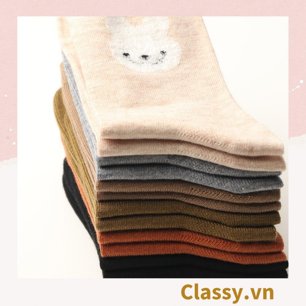 1 đôi Tất cổ cao, vớ cổ cao Classy nhiều màu chất cotton in hình gấu G1686