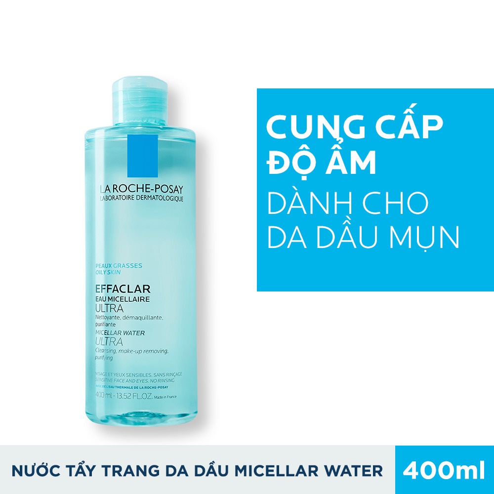 Nước tẩy trang làm sạch sâu cho da nhạy cảm, da dầu La Roche-Posay Micellar Water 400ml