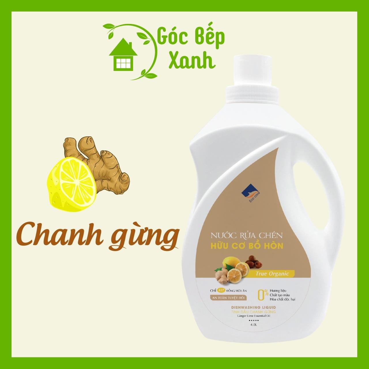 Hình ảnh Nước rửa chén hữu cơ Bồ hòn Ecocare tinh dầu Chanh Gừng 4000ml