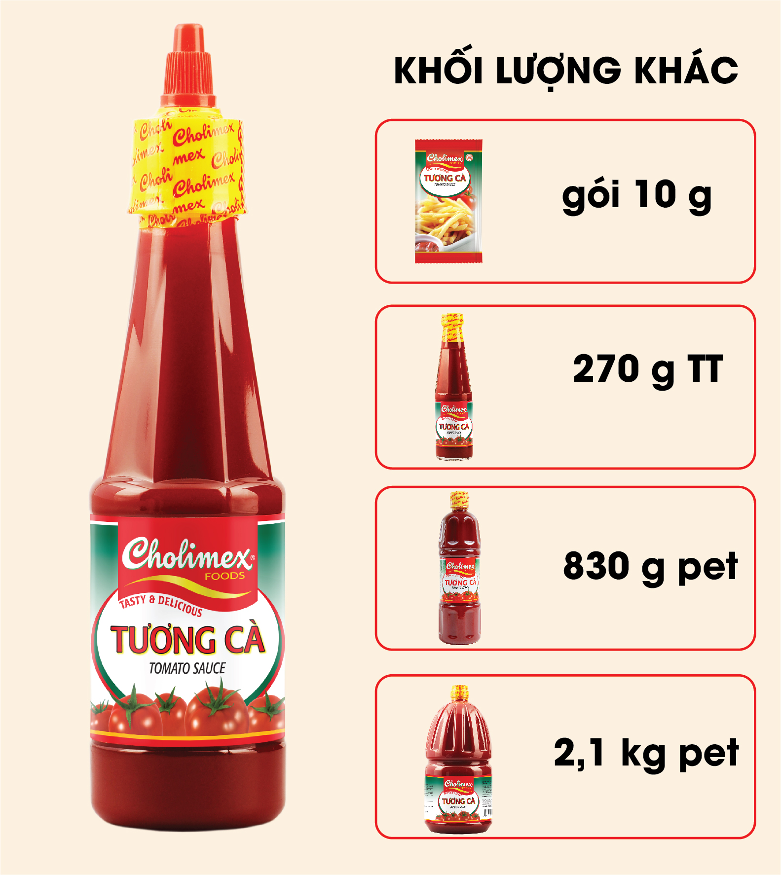 Tương cà gói Cholimex 10g siêu tiện lợi (01 túi gồm 50 gói)