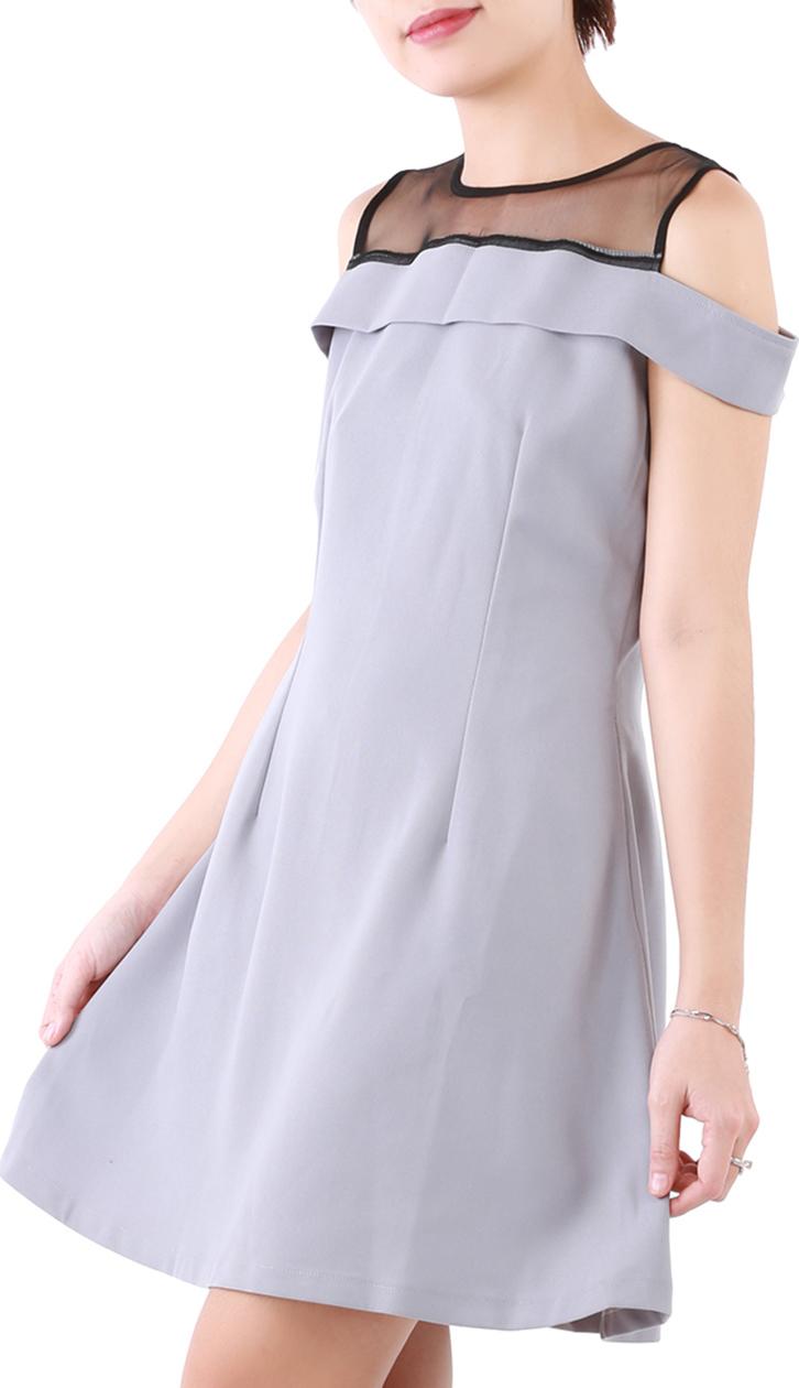 Đầm Xòe Trễ Vai Phối Lưới NN190601