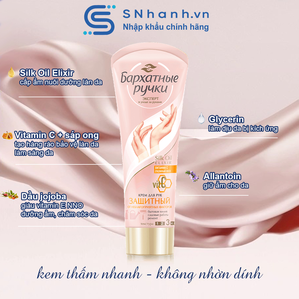 Kem tay Silky Hands số 3 vitamin C bảo vệ da tay Tuýp 80ml