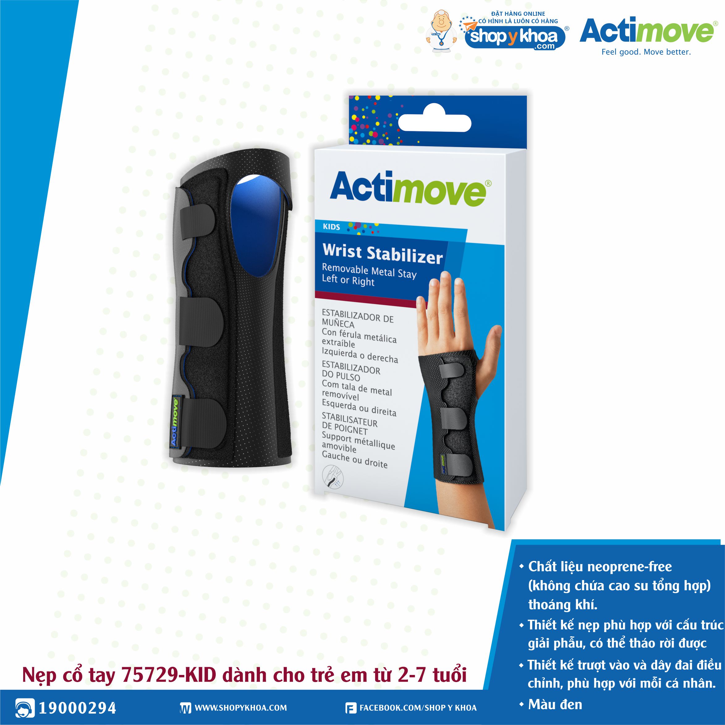 Nẹp cổ tay 75729-KID dành cho trẻ em từ 2-7 tuổi Actimove Wrist Stabilizer