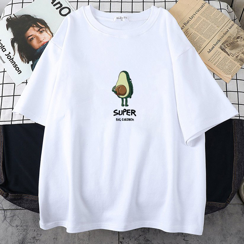 Áo Thun Nữ Unisex Tay Lỡ In Trái Bơ SUPER Siêu Cute