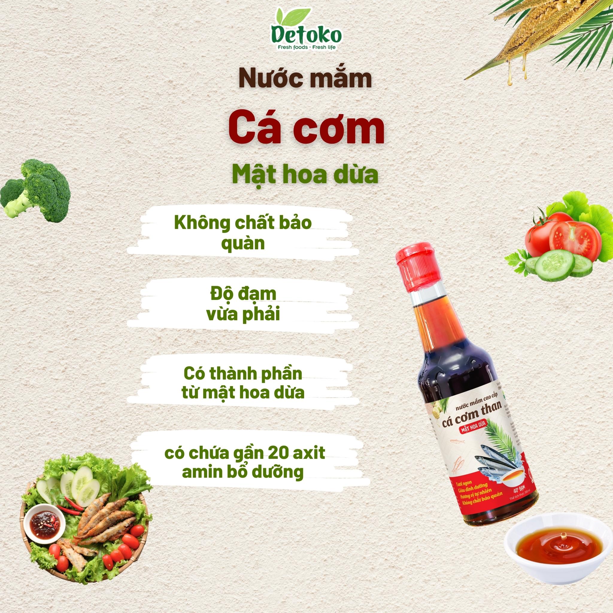 Nước mắm cá cơm mật hoa dừa 40N cao cấp - Detoko