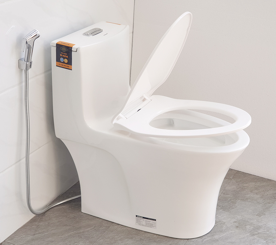 Bồn cầu 1 khối men Nano tuyết bóng sáng, nắp đóng siêu êm, 2 chế độ xả Eurolife EL-BC262