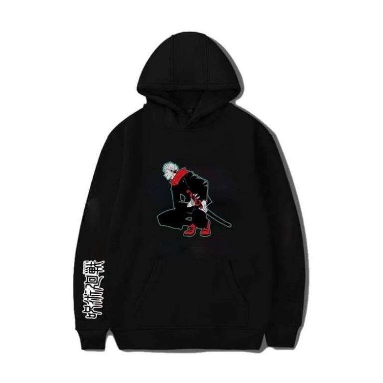 Áo Hoodie Anime Jujutsu Kaisen Gojo Satoru 2 màu đen trắng chất đẹp L1