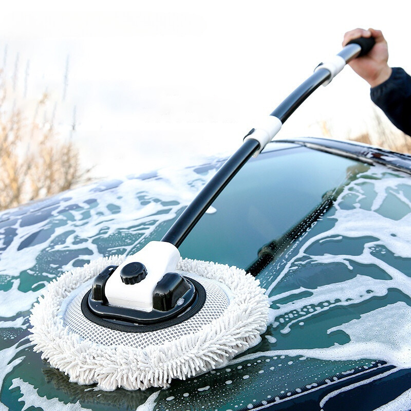 Chổi Vệ Sinh Rửa Xe Ô Tô - Cây Lau Nhà Đặc Biệt Dạng Ống Lồng Ba Phần | Dụng Cụ Rửa Xe Làm Sạch Bằng Sợi Chenille