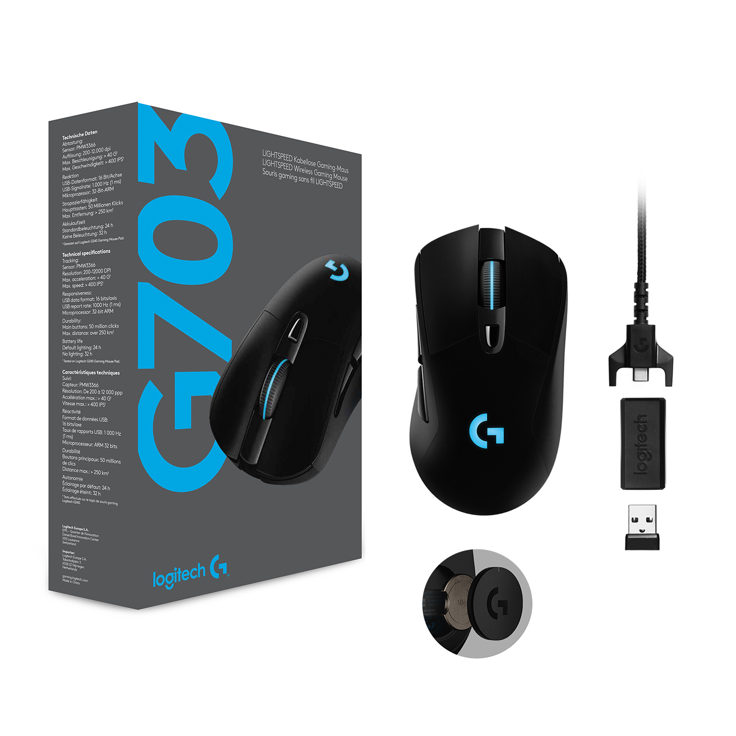 Chuột Gaming Logitech G703 Hero Lightspeed - Hàng Chính Hãng