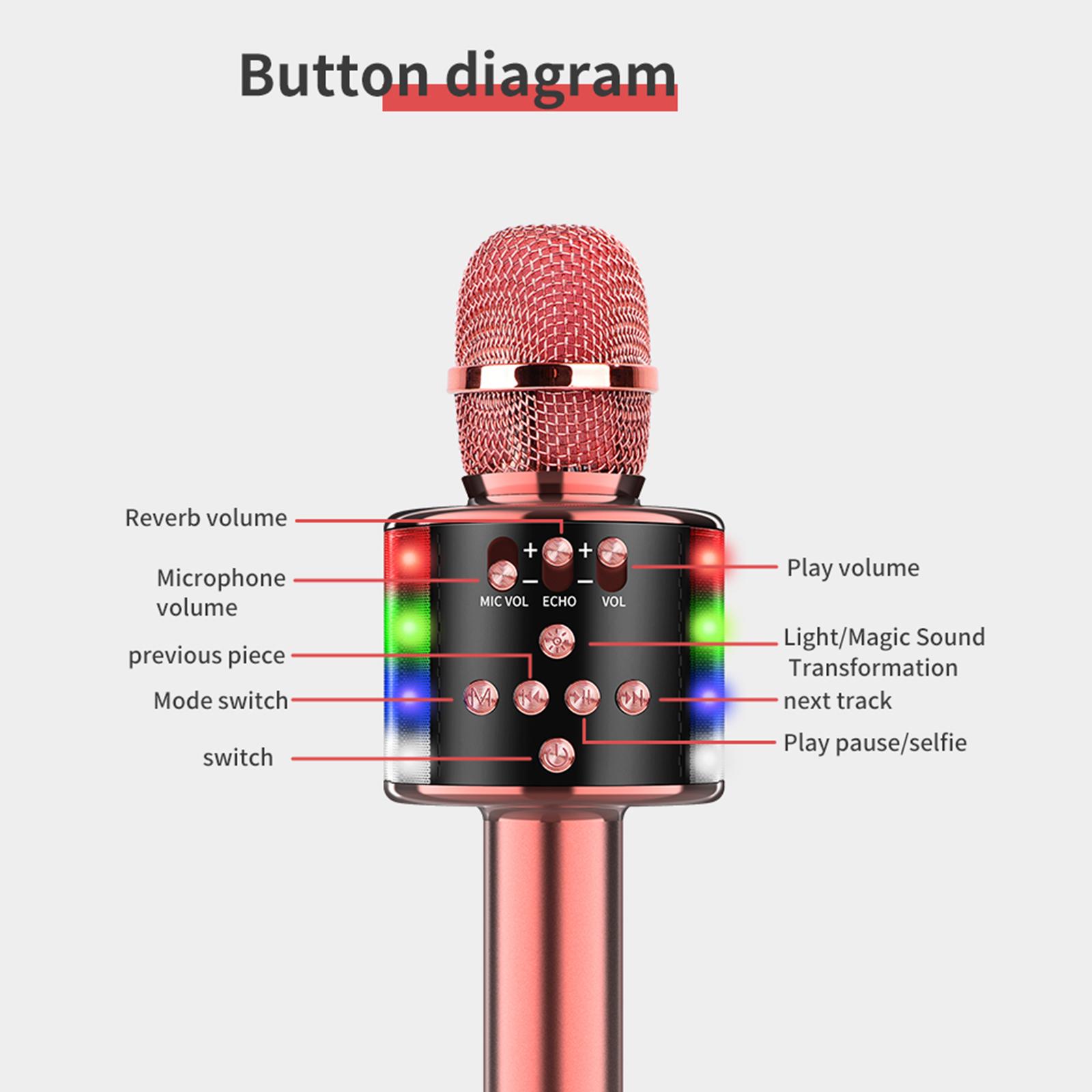 Micrô Hát Karaoke Bt Không Dây Với Đèn Led Đầy Màu Sắc D168