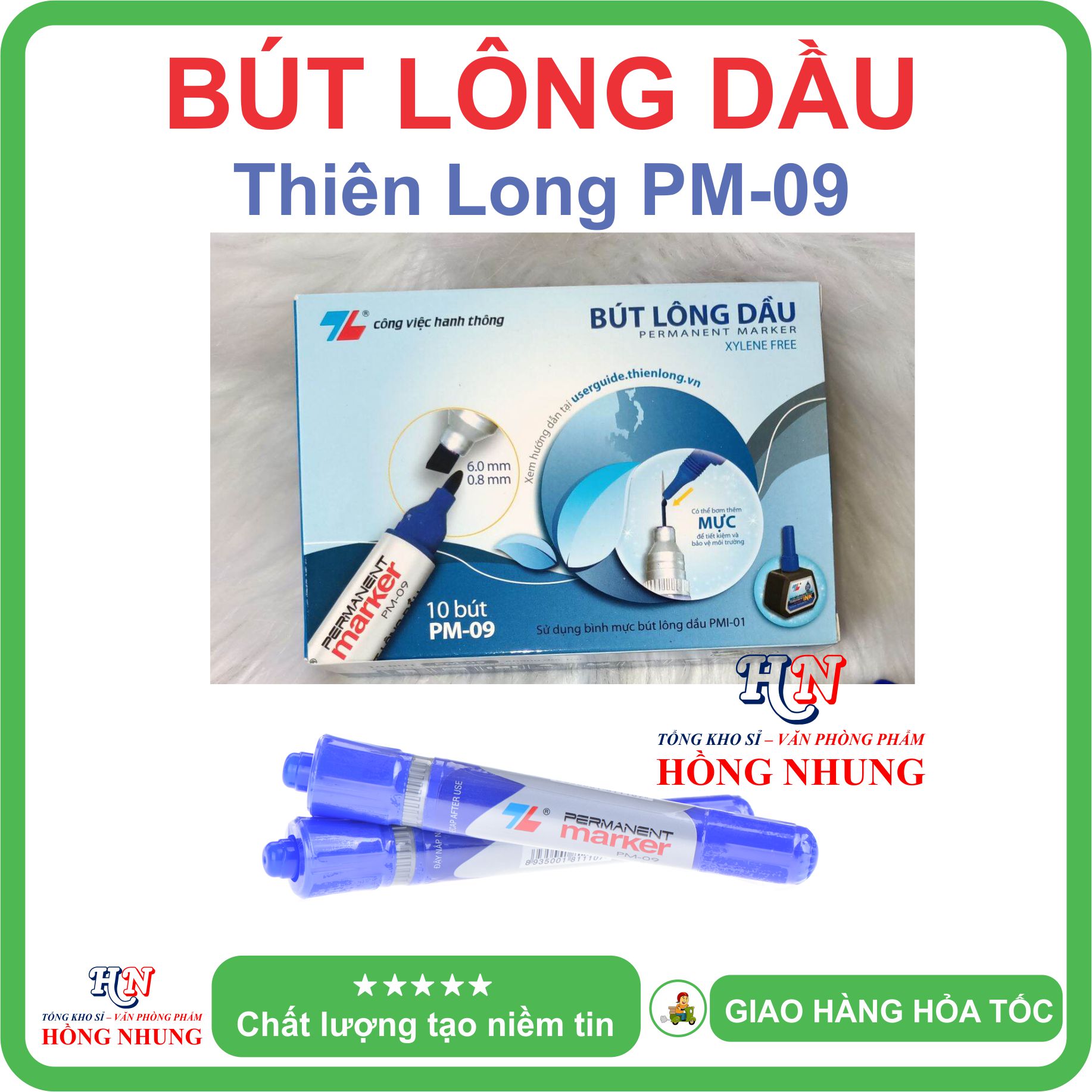 [SALE] Bút Lông Dầu PM-09, Mực tươi sáng, nét viết đều, đậm và êm