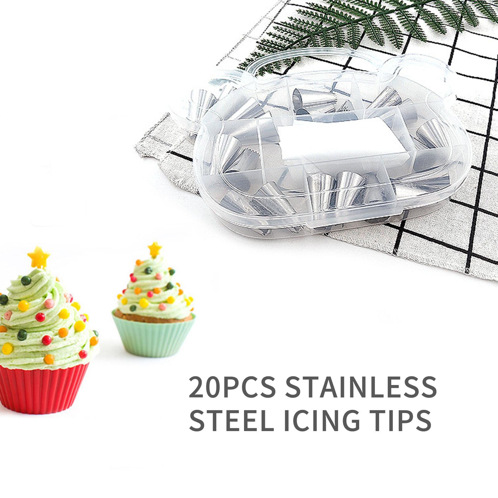 Bộ 22 Món Dụng Cụ Trang Trí Bánh Gồm Đui Bắt Bông Kem Bằng Thép Không Gỉ, túi đựng kem