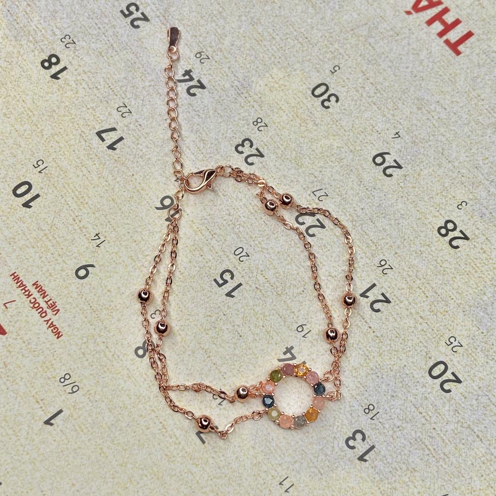 Lắc Tourmaline ttan mạ vàng hồng
