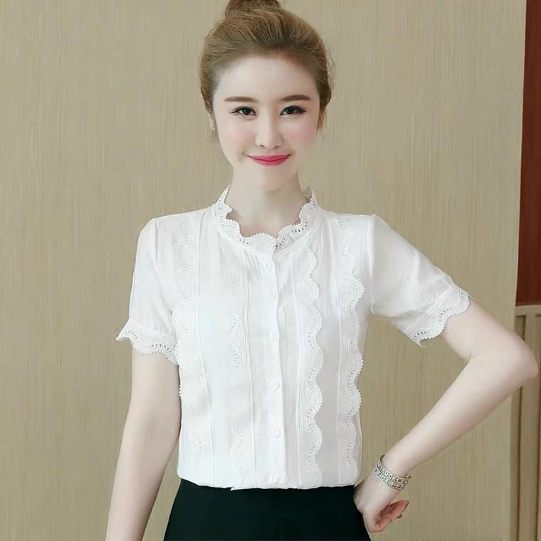 Áo sơ mi nữ viền ren hàng nhập chất vải mát
