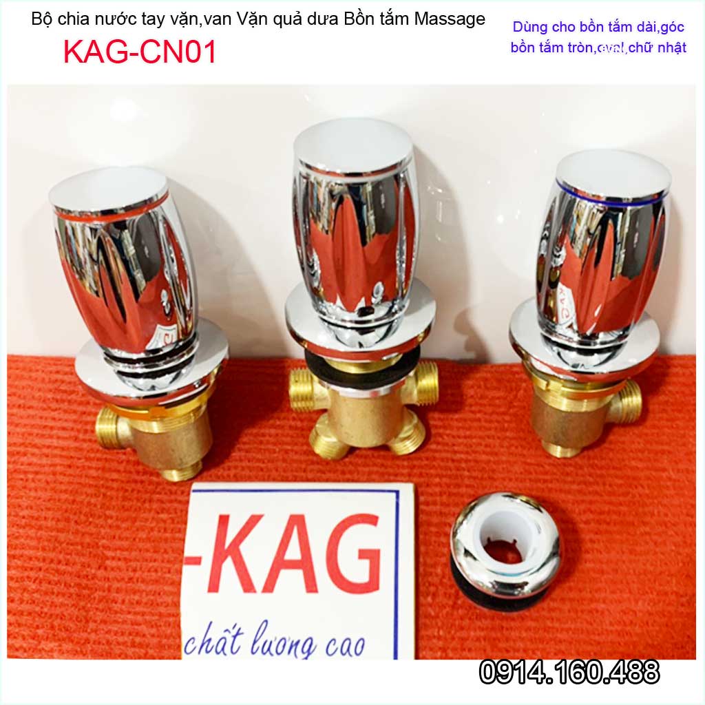 Van chia nước bồn tắm massage, bộ chia nước bồn mát xa KAG-CN01 tay vặn