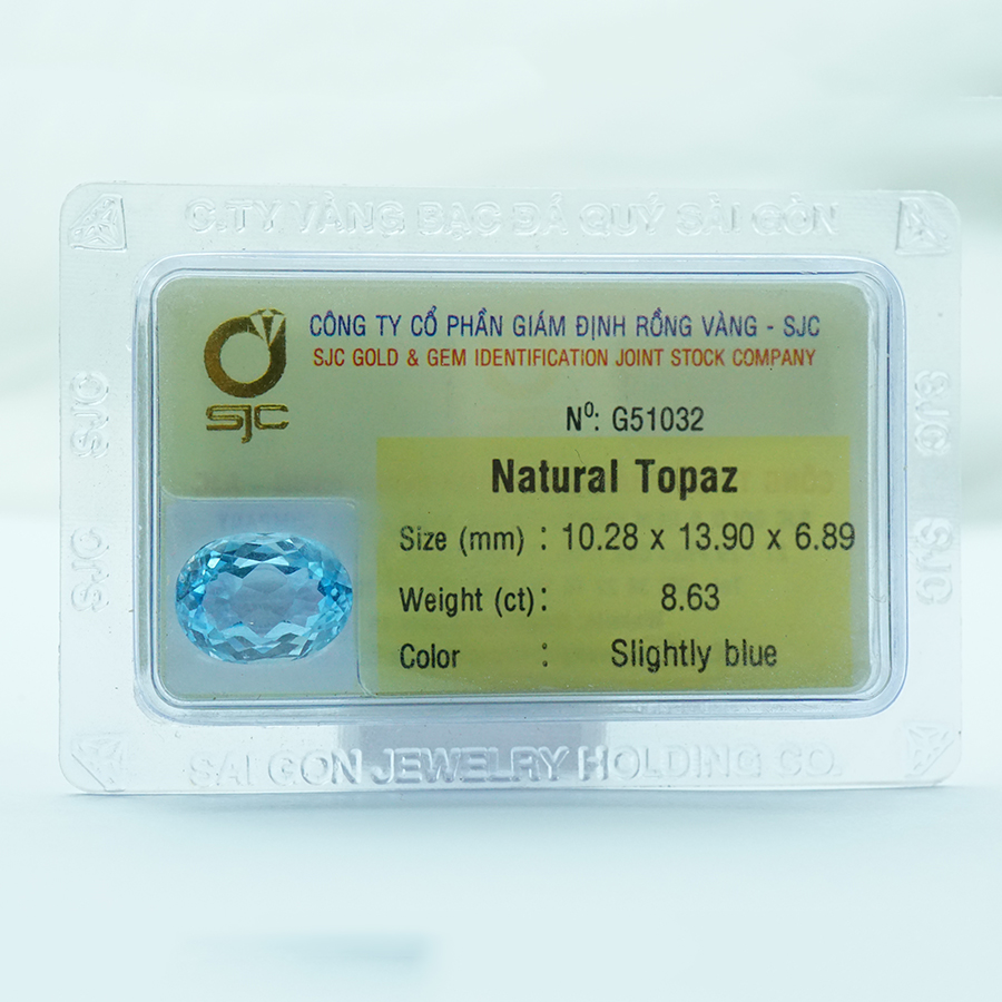 Viên đá Topaz kiểm định tự nhiên mài giác oval - 51032