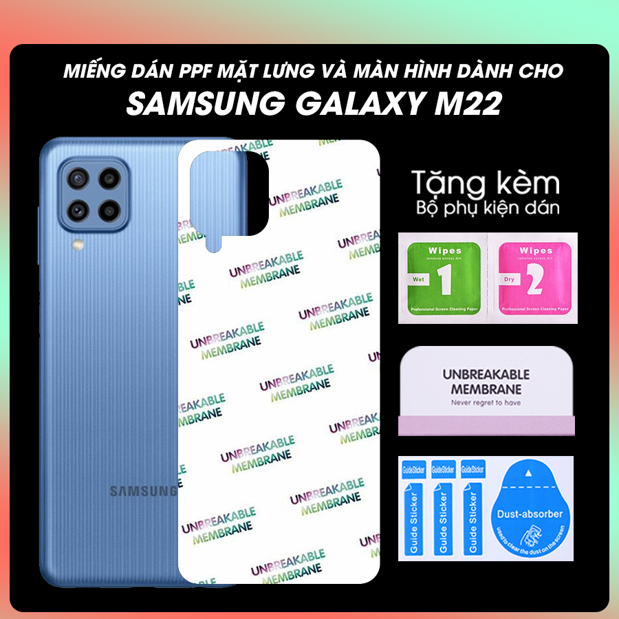 Miếng Dán Dẻo PPF Mặt Lưng, Màn Hình Mặt Trước Dành Cho Samsung Galaxy M22 Chống Trầy Xước - Hàng Chính Hãng