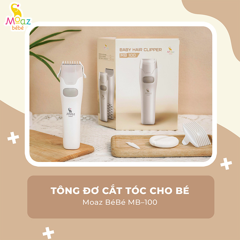 Tông đơ điện cắt tóc tự động hút tóc cho bé Moaz BéBé MB100 - Hàng Chính Hãng