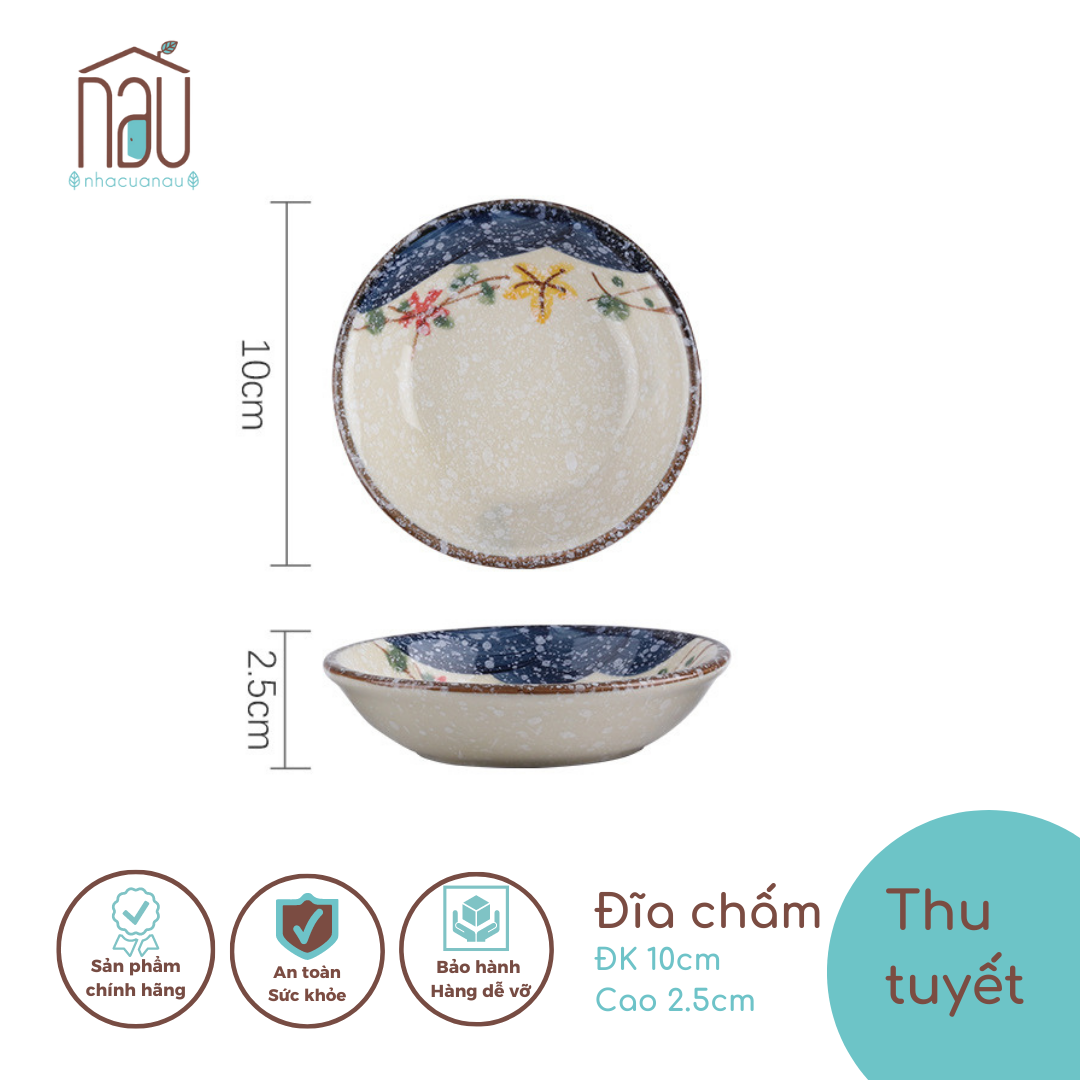 Bộ Chén đĩa bát sứ Thu Tuyết hoạ tiết sakura kết hợp các bông tuyết đặc biệt thích hợp làm quà cưới, tân gia