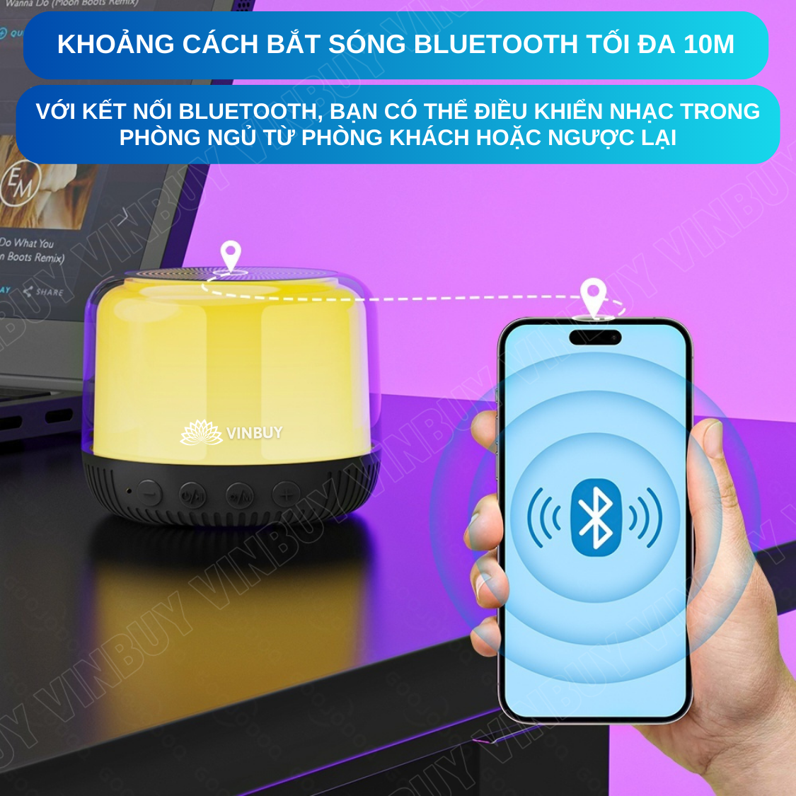 Loa bluetooth mini không dây wireless TWS HiFi loa nghe nhạc âm trầm bass mạnh có đèn RGB đổi màu theo nhạc, hỗ trợ thẻ nhớ - Hàng chính hãng VinBuy