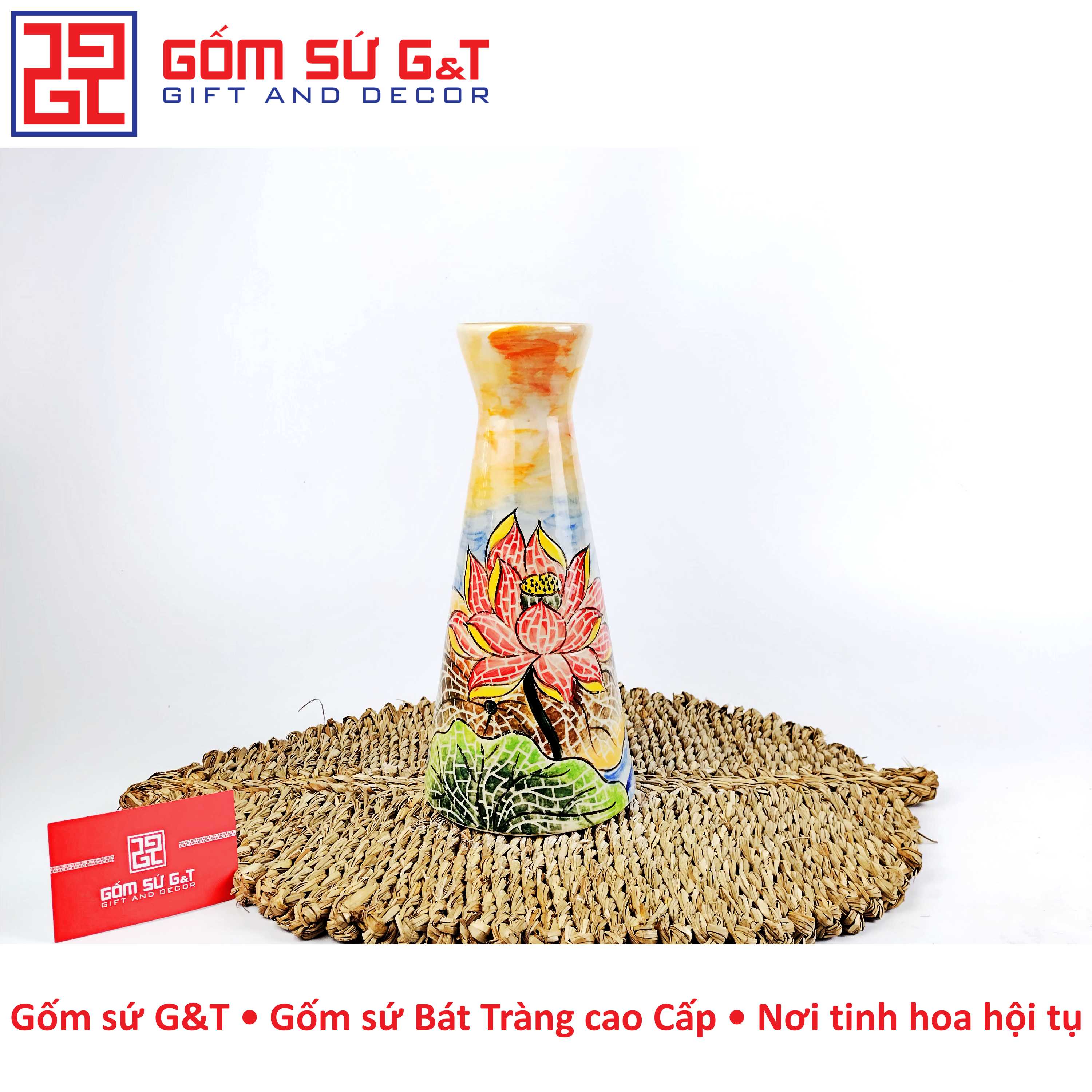 Lọ hoa chân váy sen hồng Gốm Sứ G&amp;T