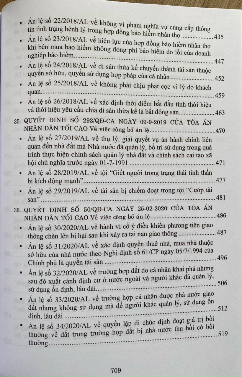 Hệ thống Án lệ và các giải đáp vướng mắc trong nghiệp vụ xét xử của Tòa án nhân dân tối cao từ năm 2016 đến nay