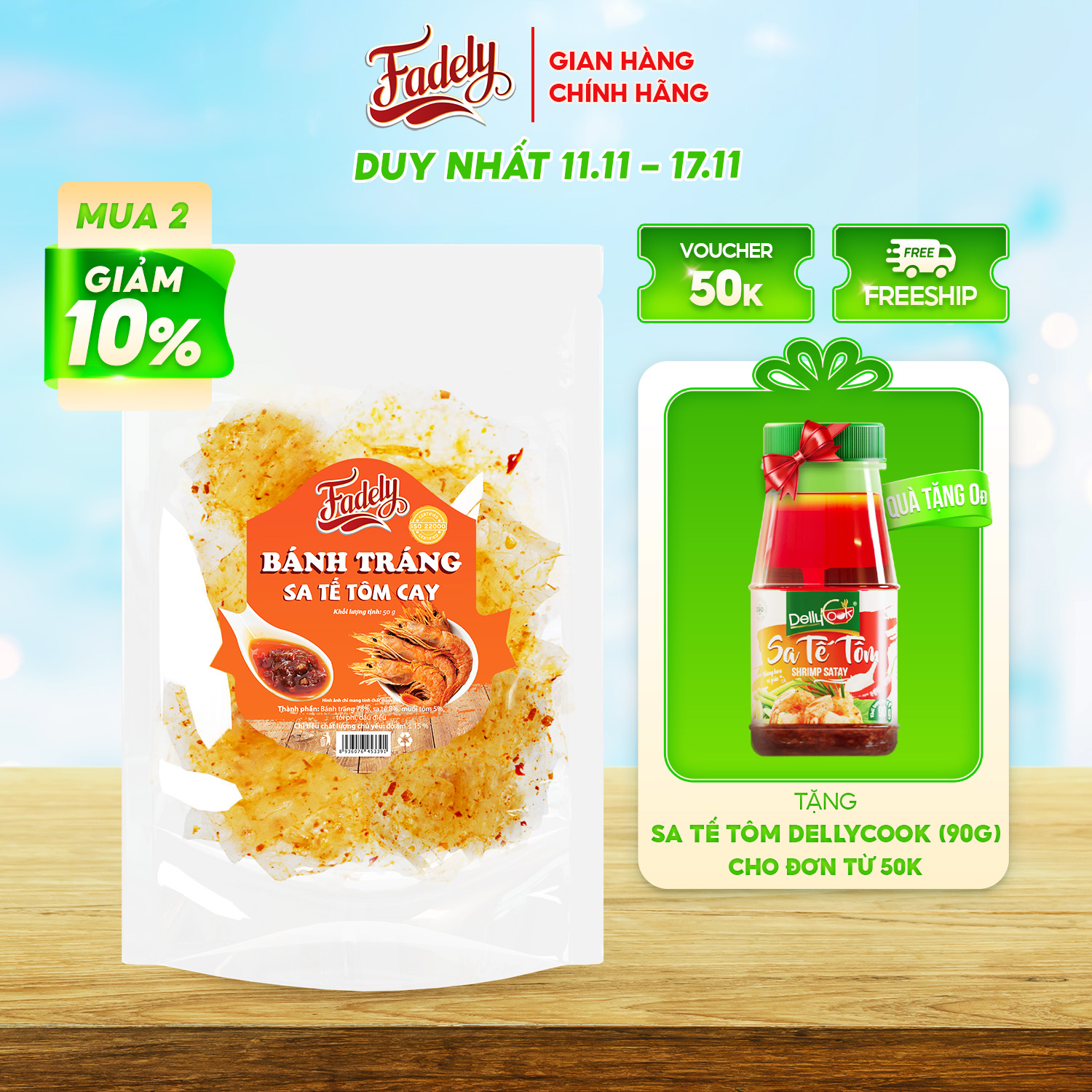 Bánh Tráng Trộn Sa Tế Tôm Cay Fadely