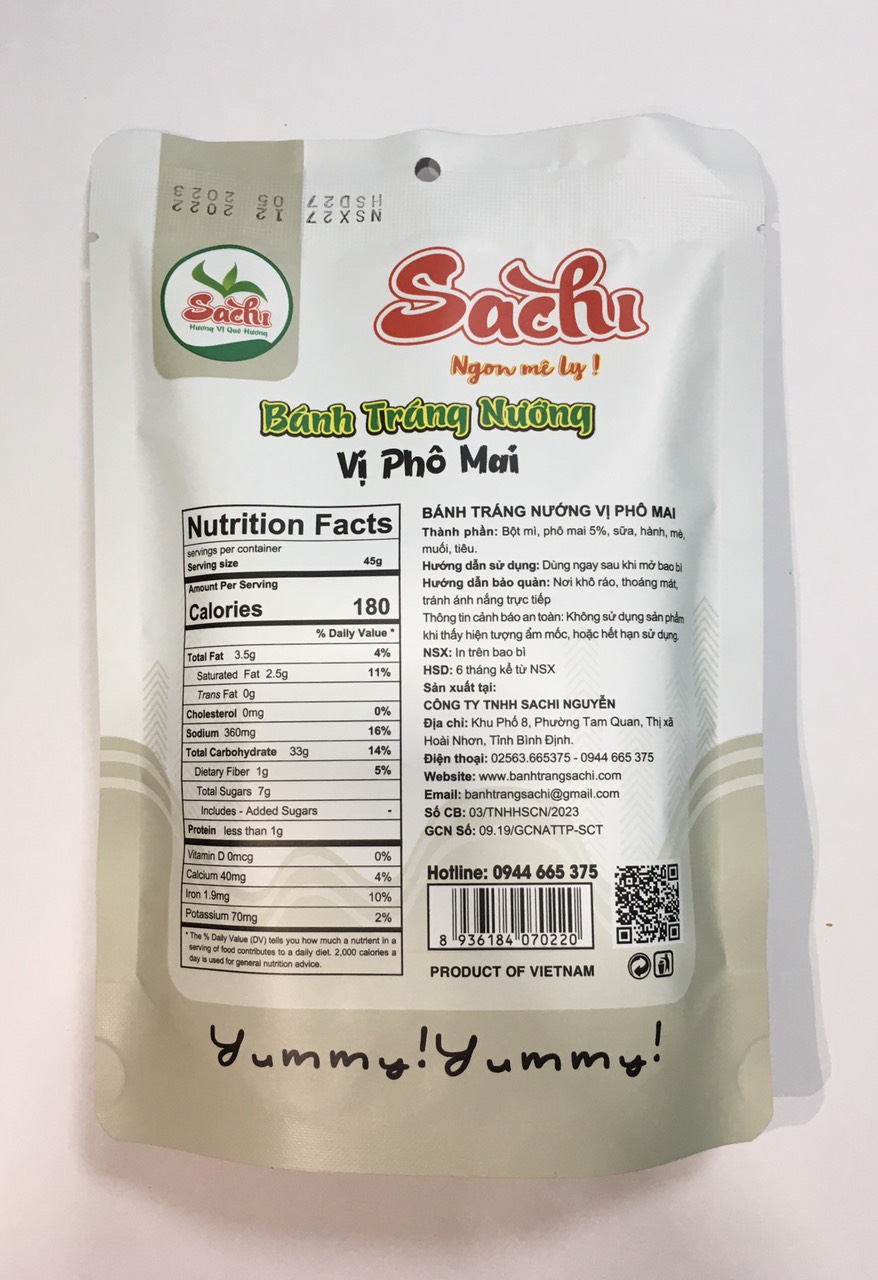 Bánh Tráng Nướng Tẩm Phô Mai Sachi 45gram