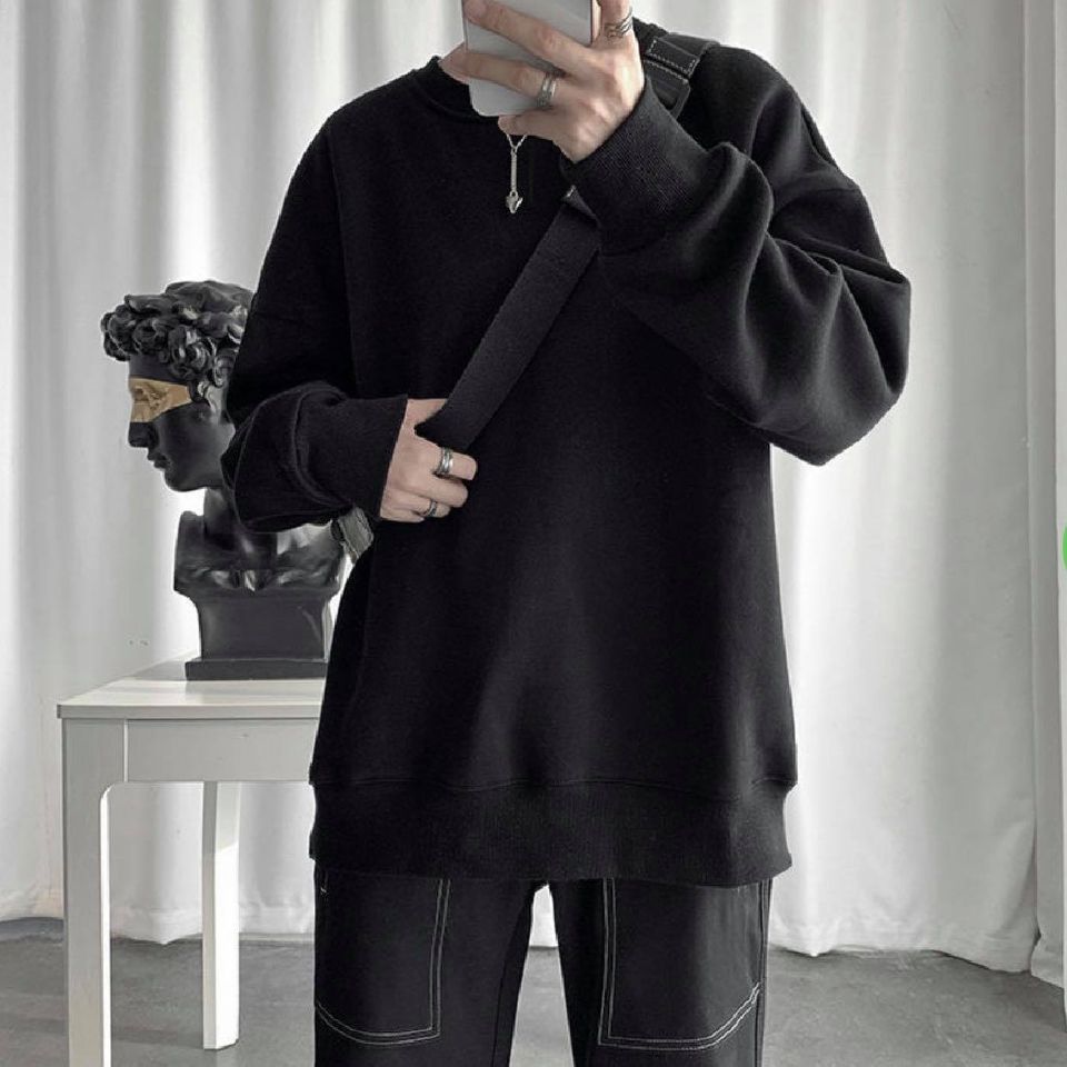 Áo Sweater Màu Đen Chất Dày Dặn Phom To Unisex Siêu Đẹp