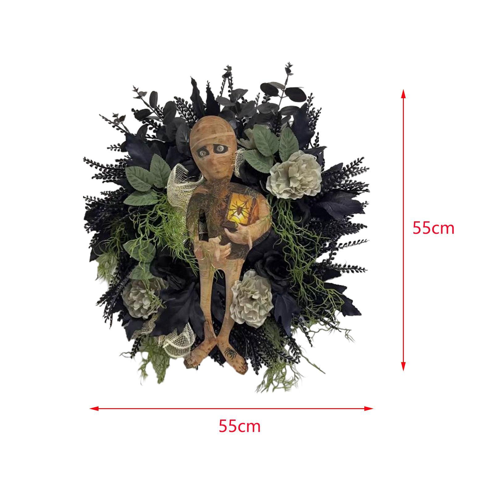 Halloween Wreath Flower Wreath Wall Hanging Artificial Wreaths Home Decor Indoor Front Door Wreath for Festivals Photo Props Party