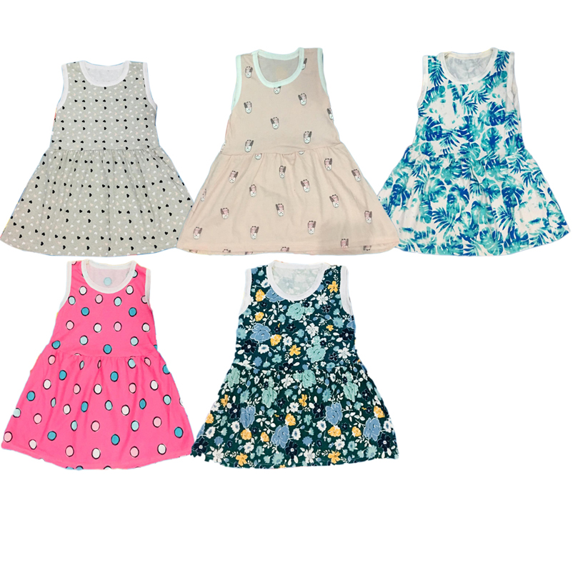 Combo 2-3-5 váy ba lỗ bé gái từ 1-5 tuổi chất cotton thoáng mát mùa hè -Giao mầu ngẫu nhiên