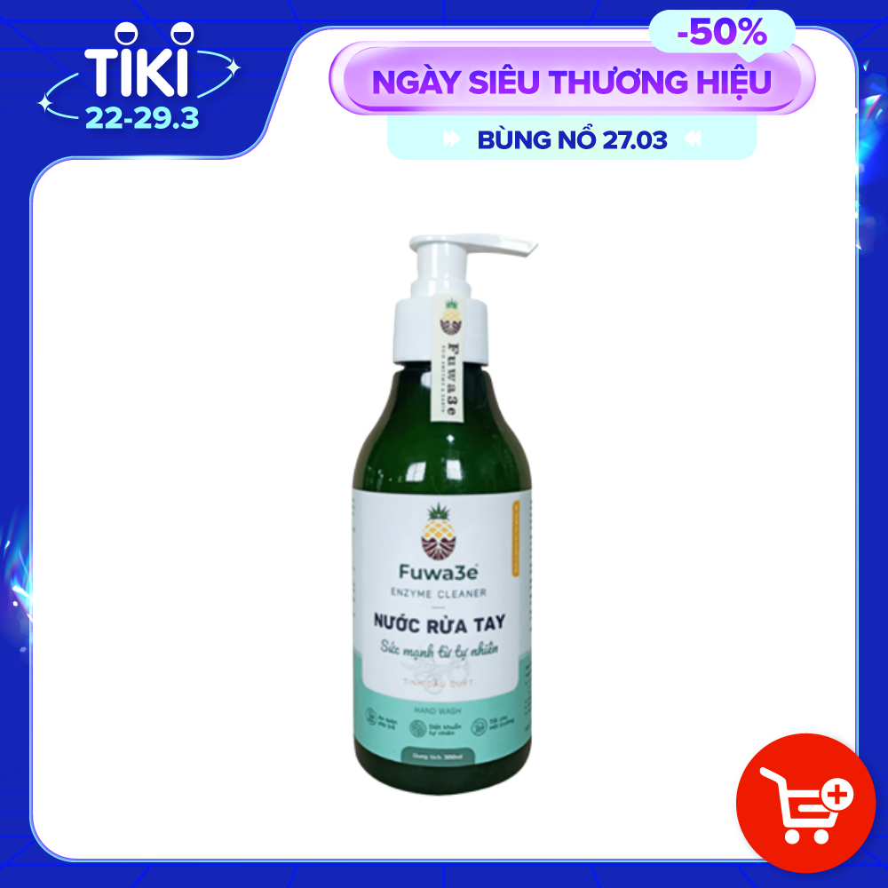 Nước rửa tay hữu cơ Fuwa3e mùi tinh dầu quýt từ chế phẩm Enzyme sinh học 300ml