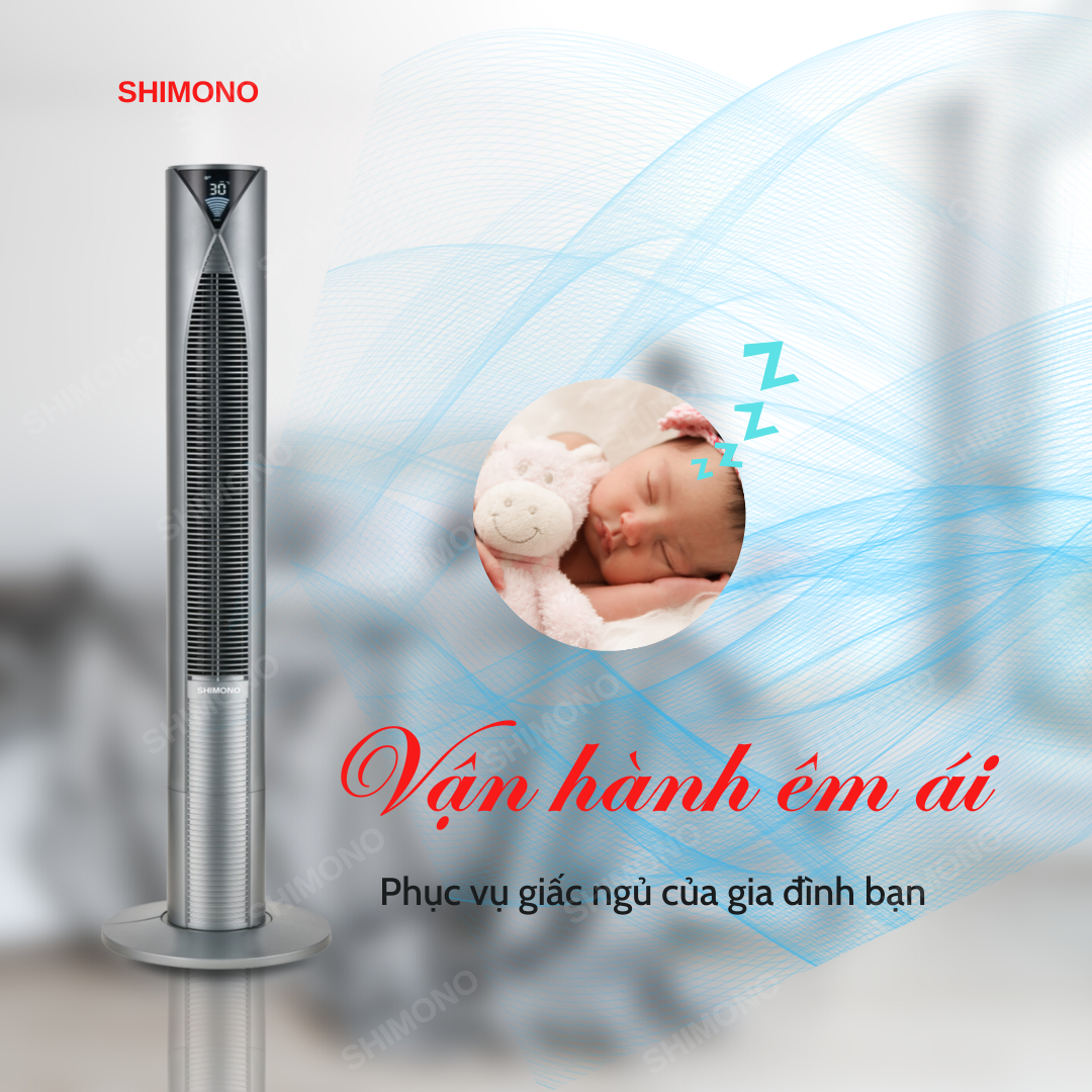 Quạt Tháp SHIMONO SM-TF46TR Kiểu Dáng Sang Trọng Màn Hình Hiển Thị Nhiệt Độ Phòng BH 12 Tháng Hàng Chính Hãng